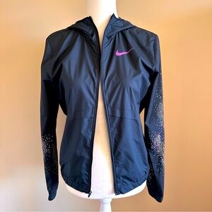 Nike Running Black Lightweight Full Zip Hooded Jacket Size Small